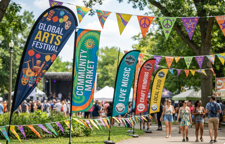 Flags and Feather Banners for Rhode Island Storefronts and Events